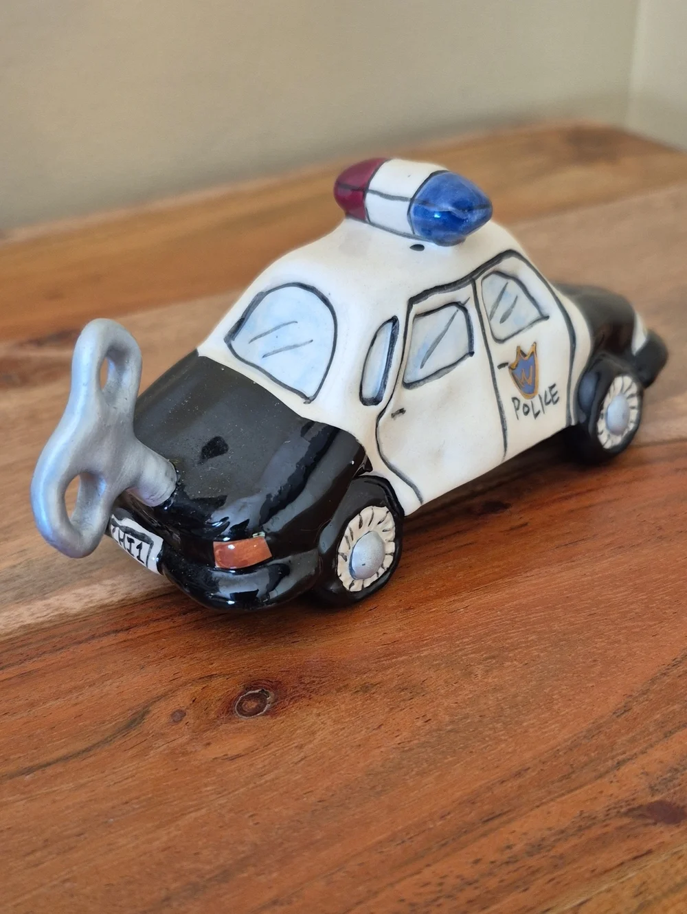 Blue Sky Clayworks Whimsical Ceramic Police Dept. & Car - Heather Goldminc